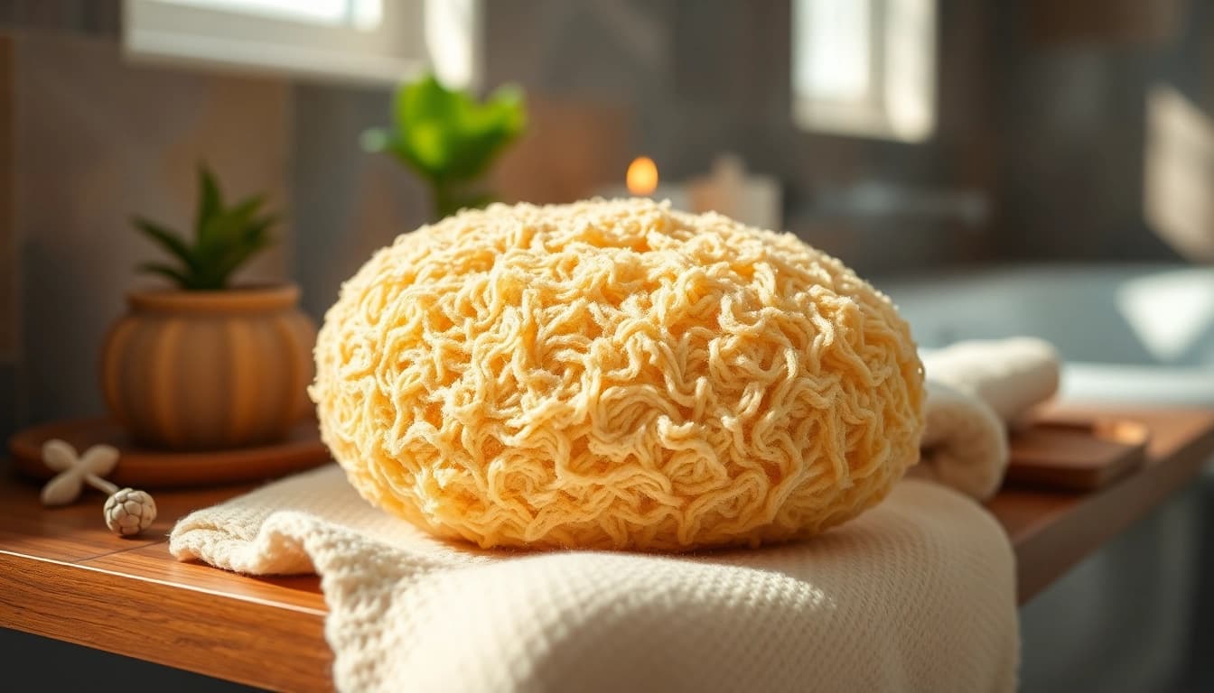 Learn how to use raw loofah effectively with this detailed and inviting image.