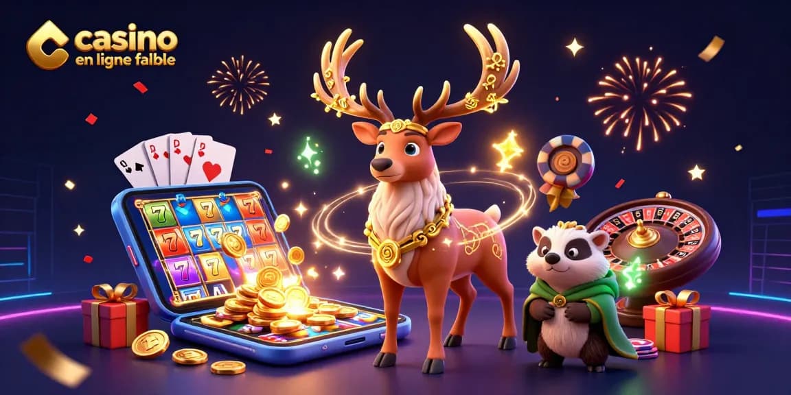 Jouer avec casino en ligne fiable dans une illustration 3D riche en détails et symboles de jeux.