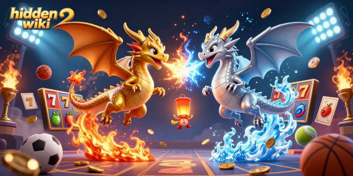 Engaging scene showcasing "hidden wiki 2" with dynamic dragons and casino elements in 3D