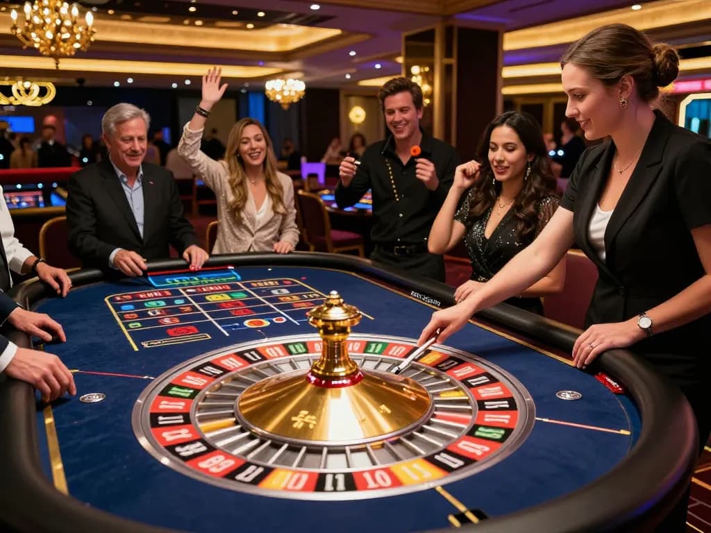 Players eagerly placing bets at roulette table, experiencing excitement at 789win com gaming.