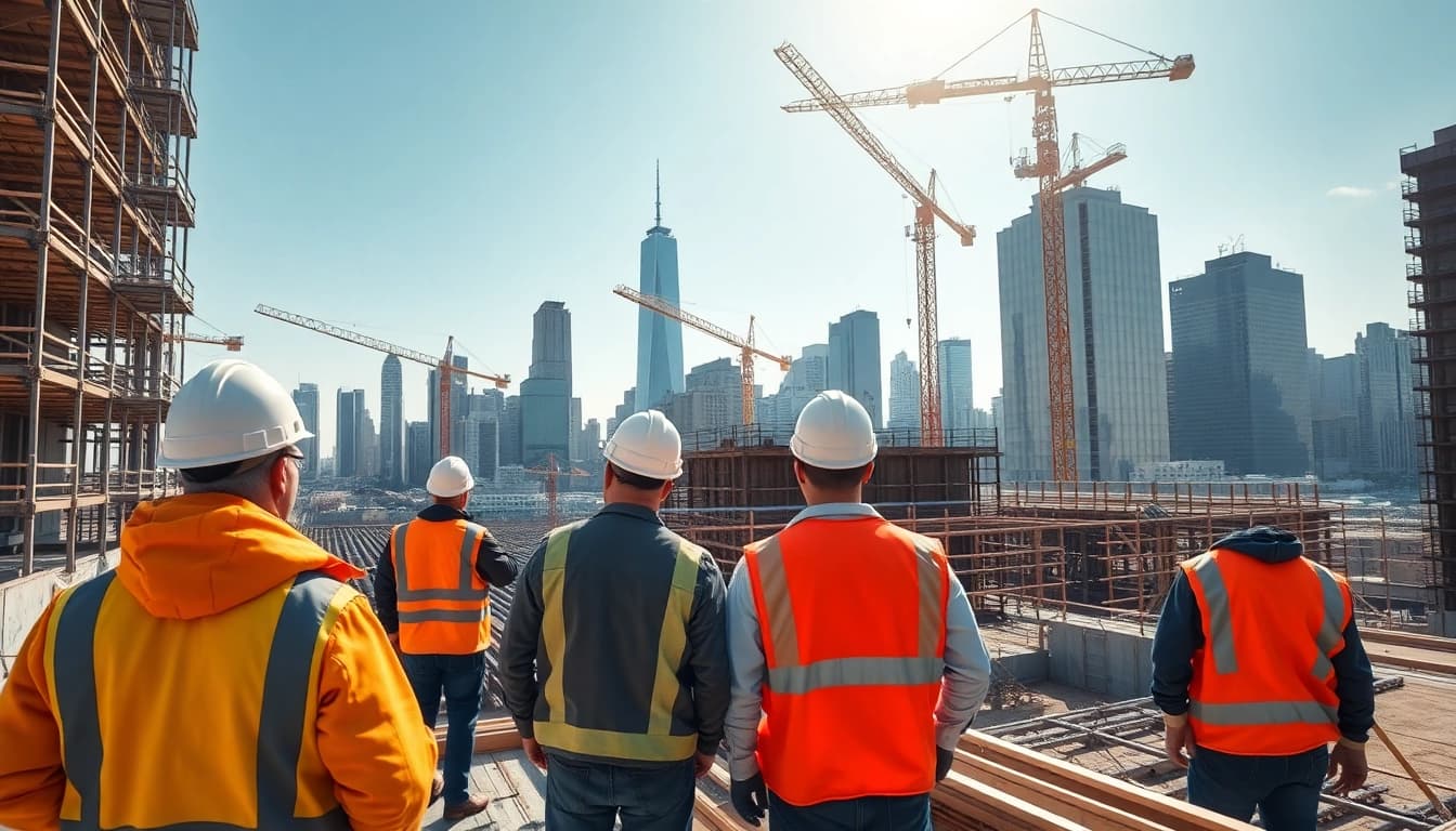 Showcase of a New York Commercial General Contractor at work on a bustling construction site.