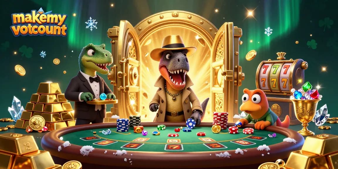 Join the makemyvotecount velociraptor at blackjack as he plays for treasure and fun!