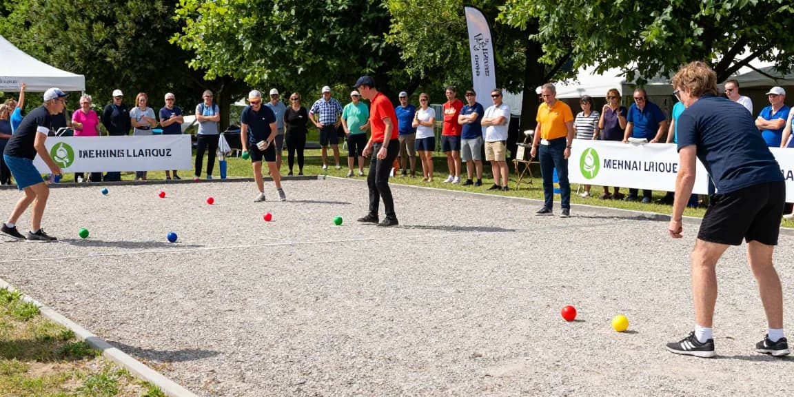 Acara petanque di fopikotabalikpap.org, pemain dan penonton bersemangat.