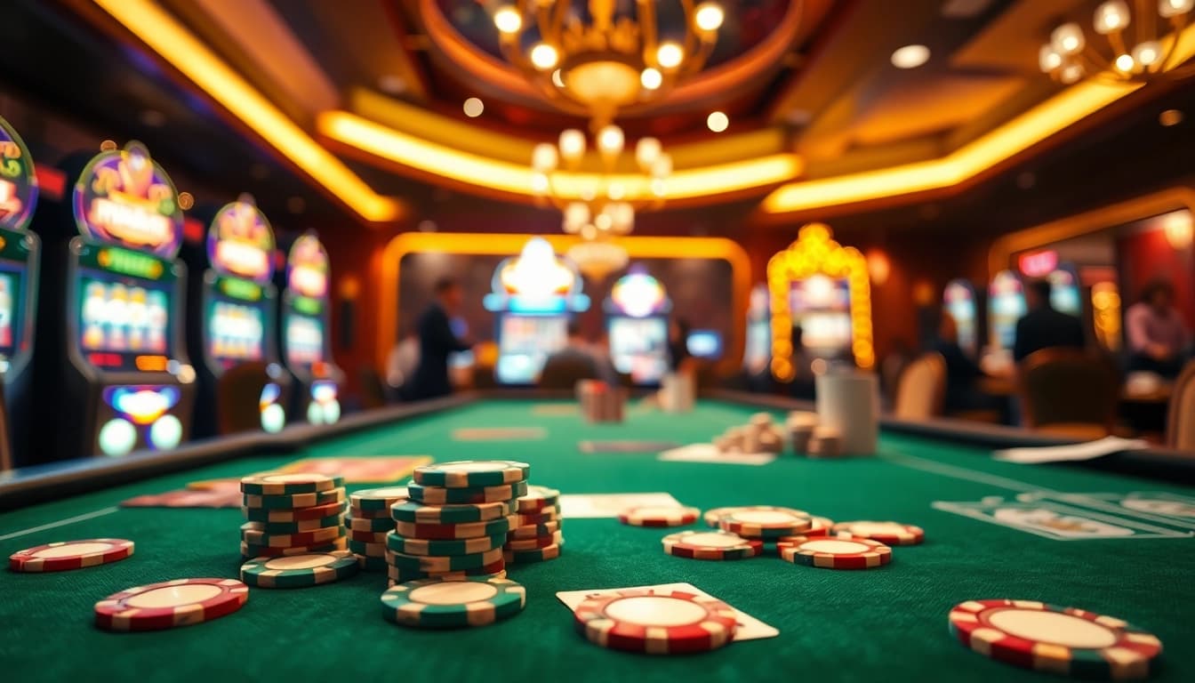 Engage with the exciting setting of link login totoplay88 casino, featuring vibrant gaming tables and dynamic players.