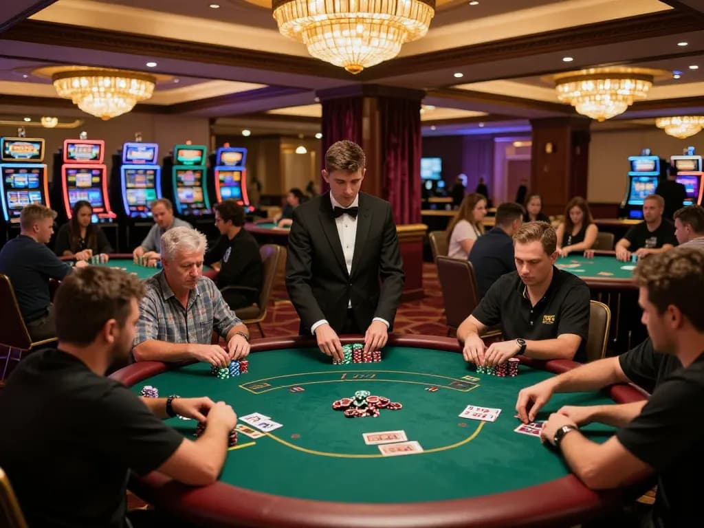 Intense gameplay at the poker tables showcasing financial strategy on hidden wiki links.