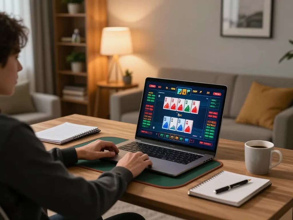 Engaging in an online casino game on the TRANG CHỦ TR88 platform with notes nearby