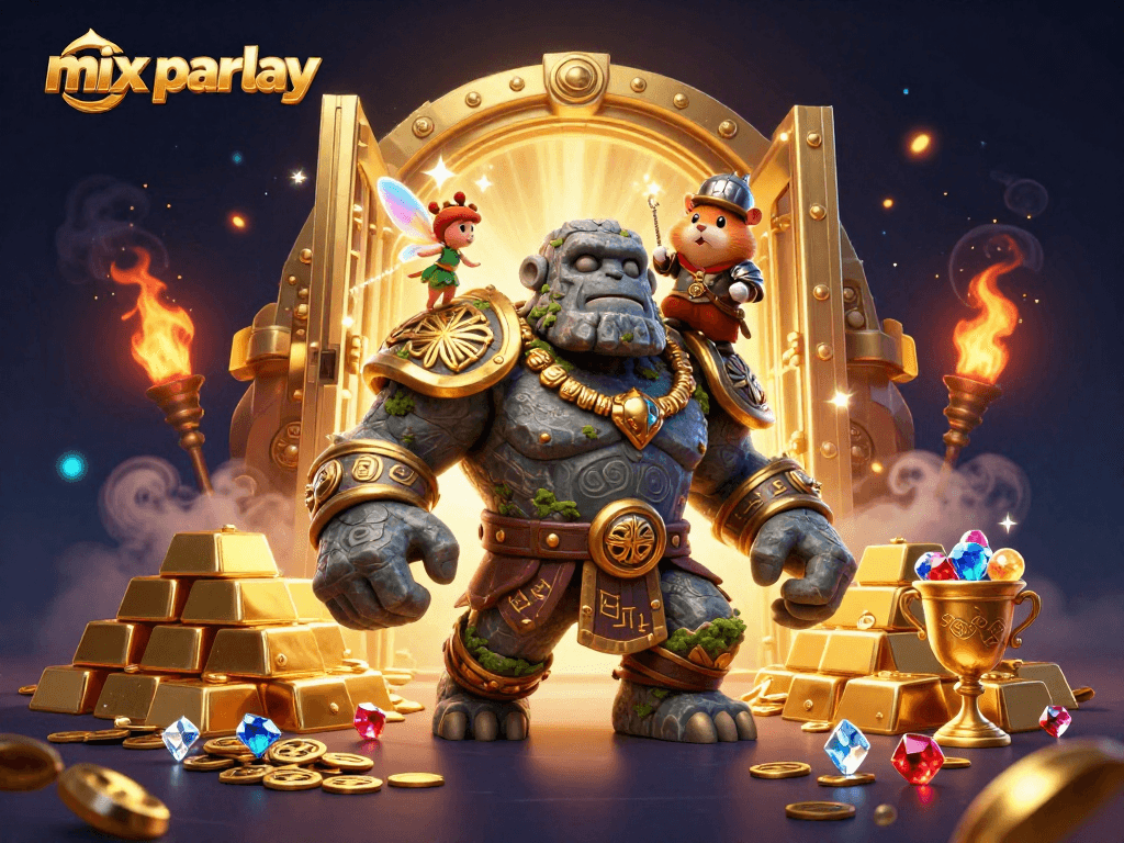 Experience thrilling mix parlay betting with dynamic casino elements in a vibrant 3D scene.