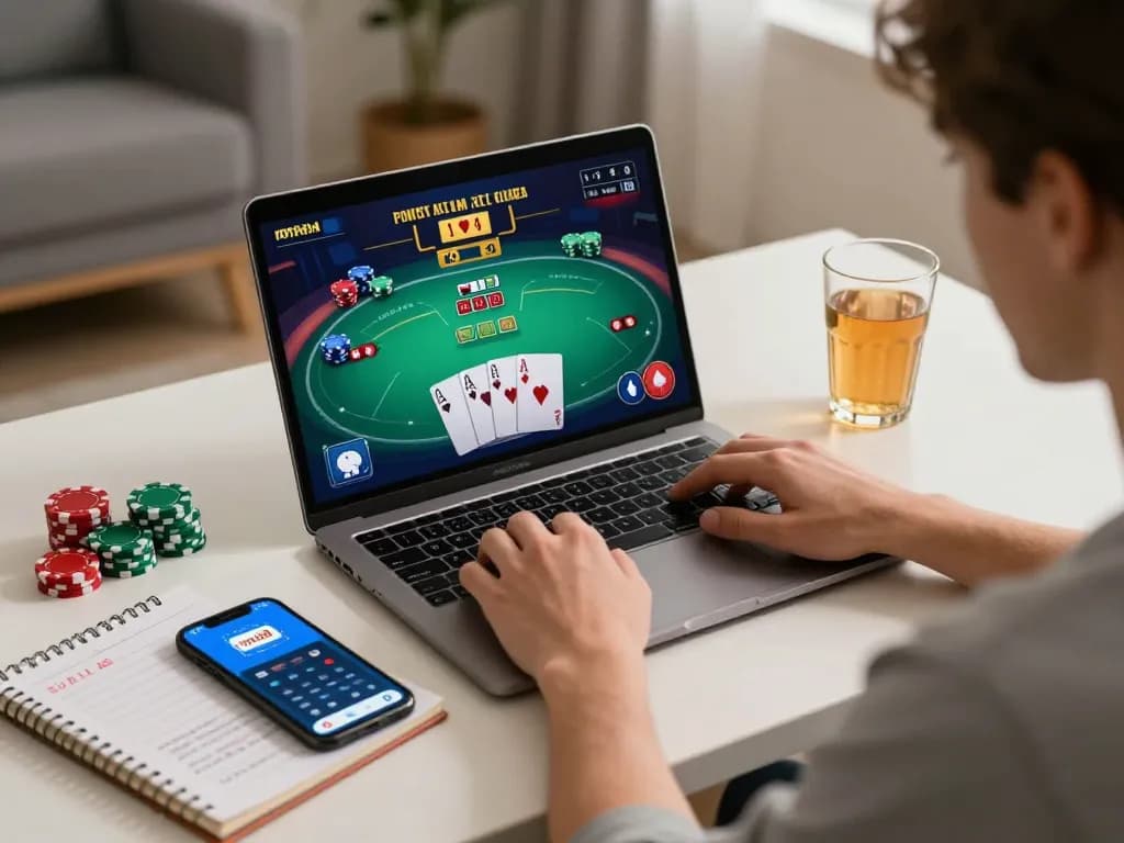 Engaging online poker gameplay on mb88 app from a cozy home setup.