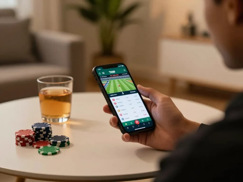 Engaging with the TR88 bookmaker app during mobile sports betting action at home