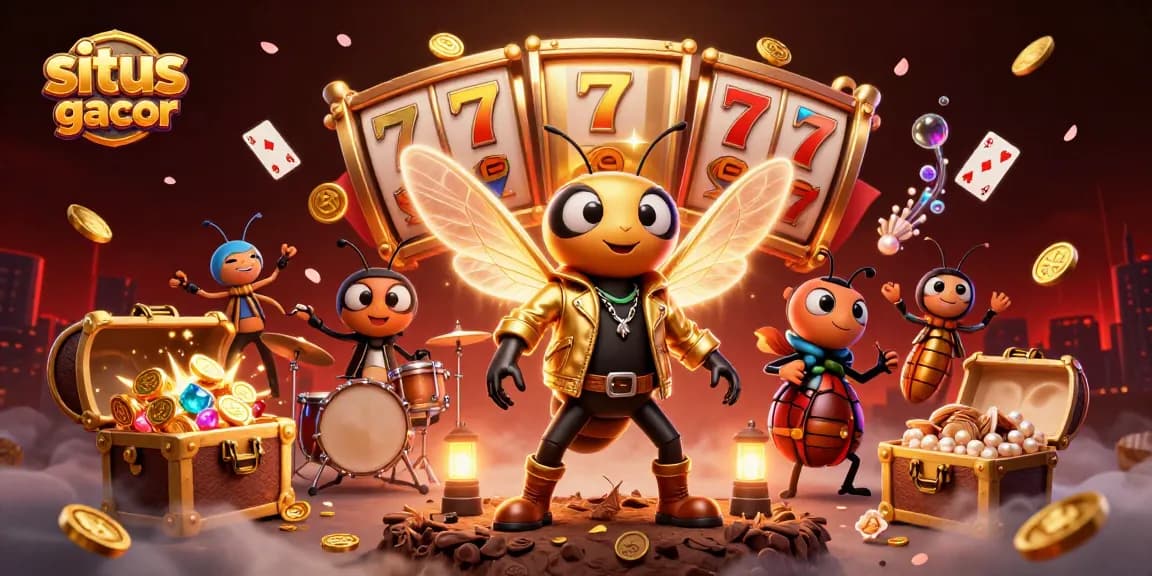 Experience the thrill of situs slot gacor with a vibrant, dynamic 3D casino scene featuring unique characters and elements.