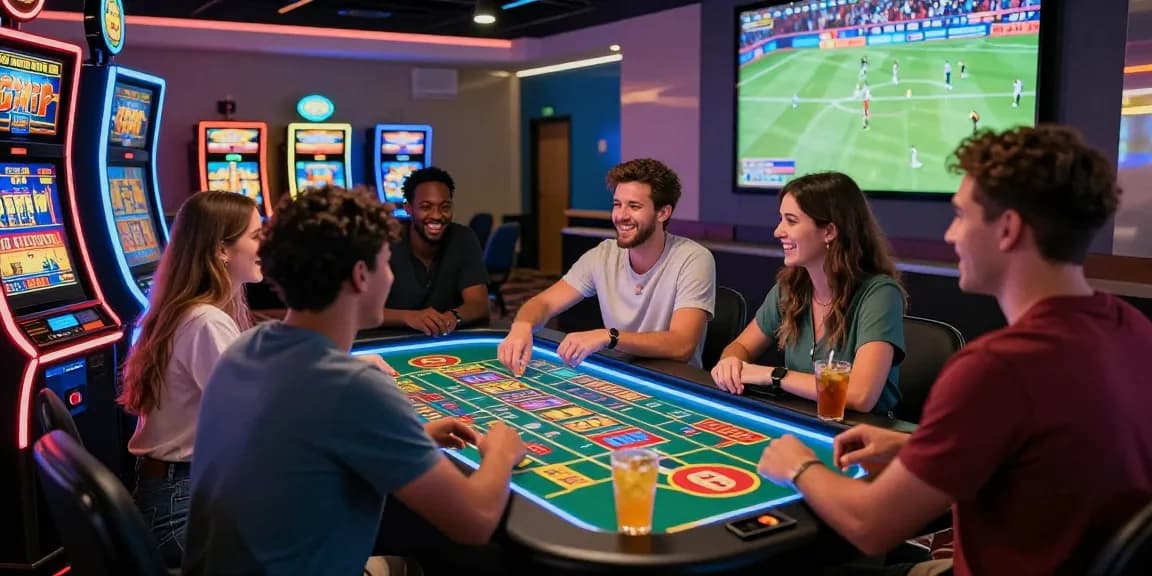 Trải nghiệm sôi động tại Jin88 nhà cái cá cược, bạn bè vui vẻ chơi game cùng nhau.