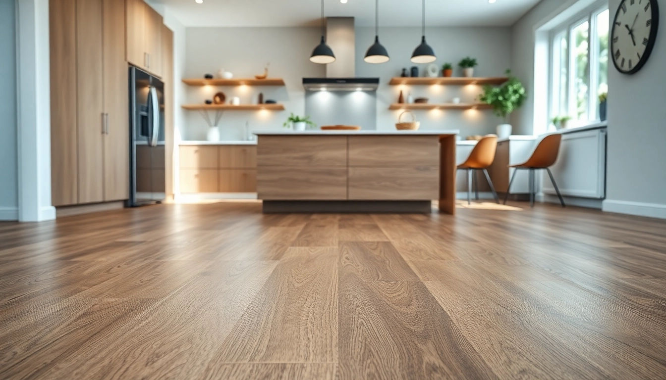 Enhance your home with waterproof vinyl flooring featuring elegant taupe tones and textures.