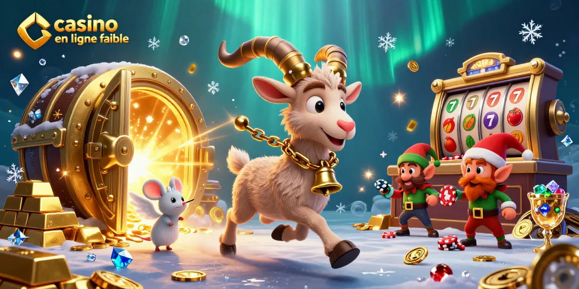 Jouez au casino en ligne fiable avec un Krampus amusant et des gremlins voleurs de jetons dans un décor festif.