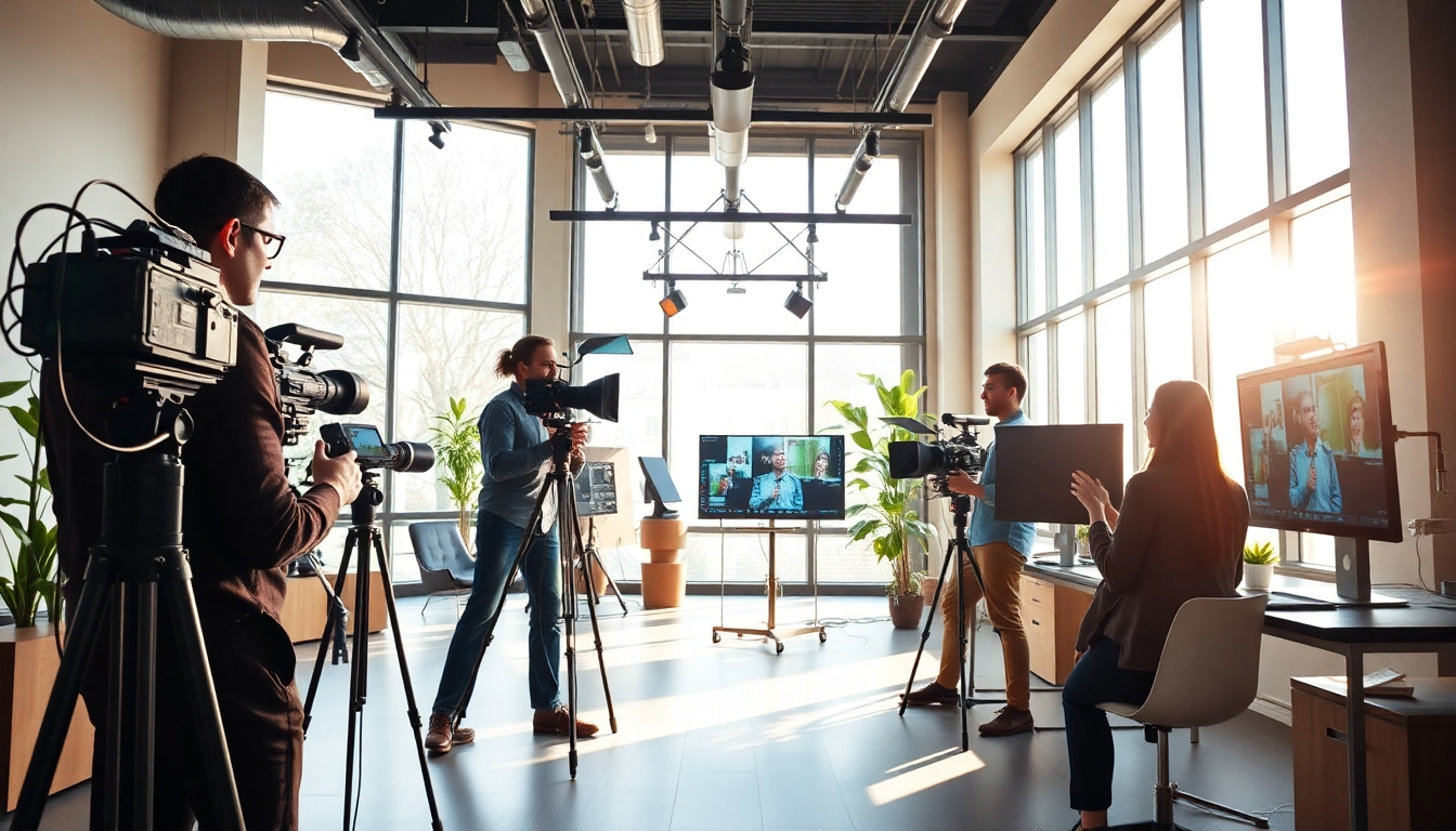 Creating compelling video production edmonton scenes with a professional team in action.