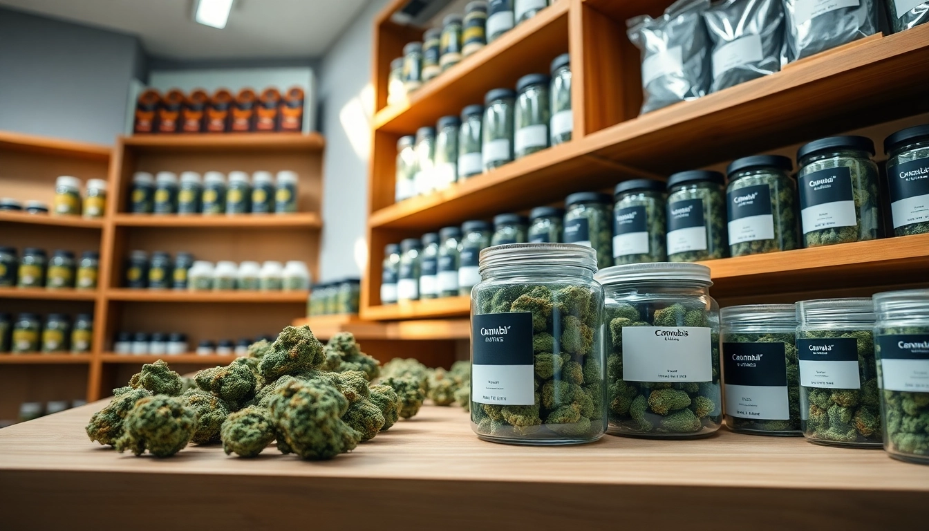 Explore a vibrant display of bulk cannabis Halifax products in a modern dispensary setting.