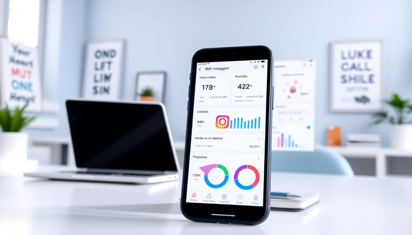 Engaging Instagram smm panel interface showcased on a smartphone with vibrant metrics.