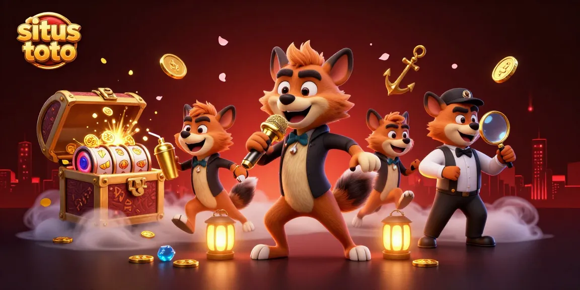 Engage with situs toto at a vibrant comedy casino featuring hyenas entertaining and themed gaming elements.