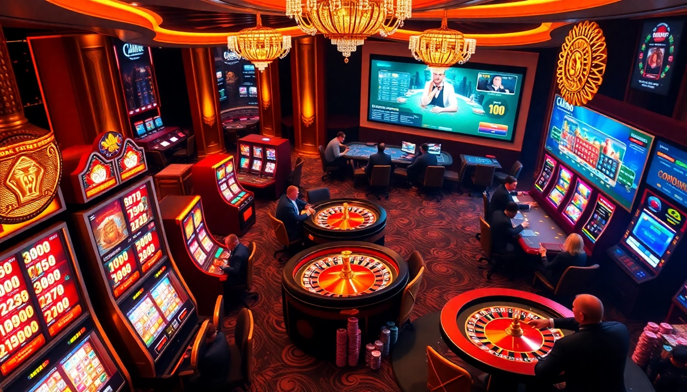 Découvrez l'atmosphère palpitante du casino en ligne Français 2026 avec des tables captivantes et des machines à sous vibrantes.