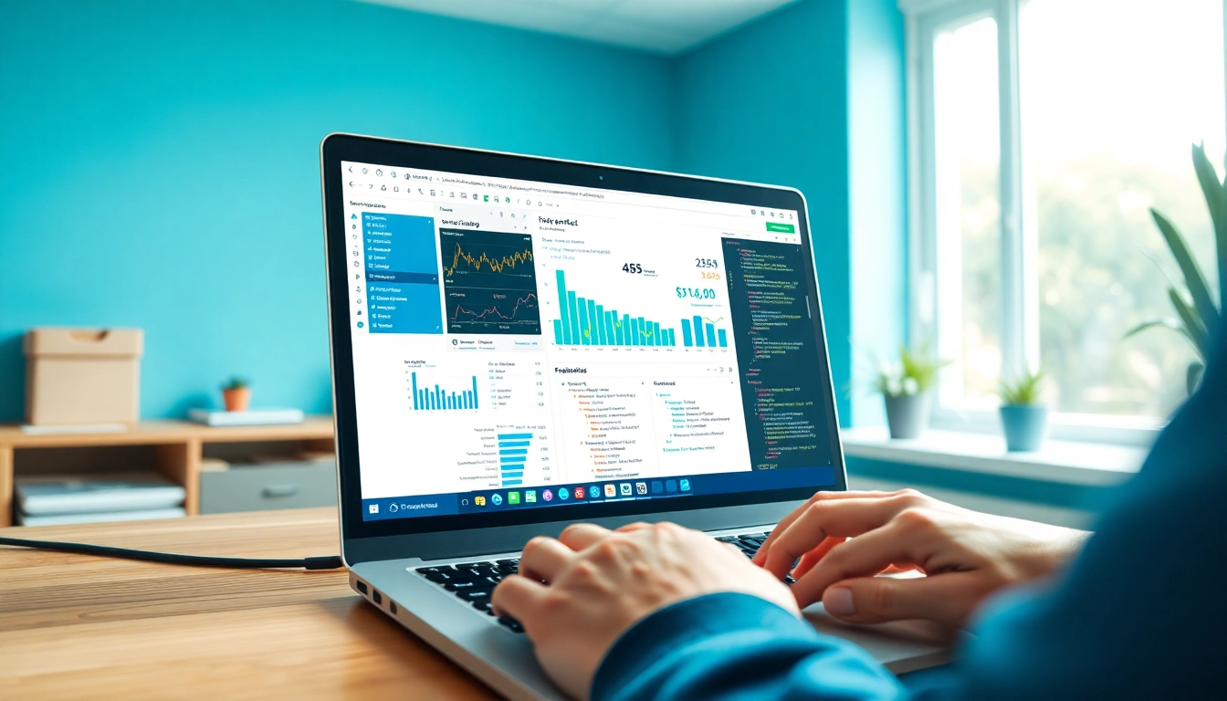 Web scrapping interface displaying finance charts and data visualizations.