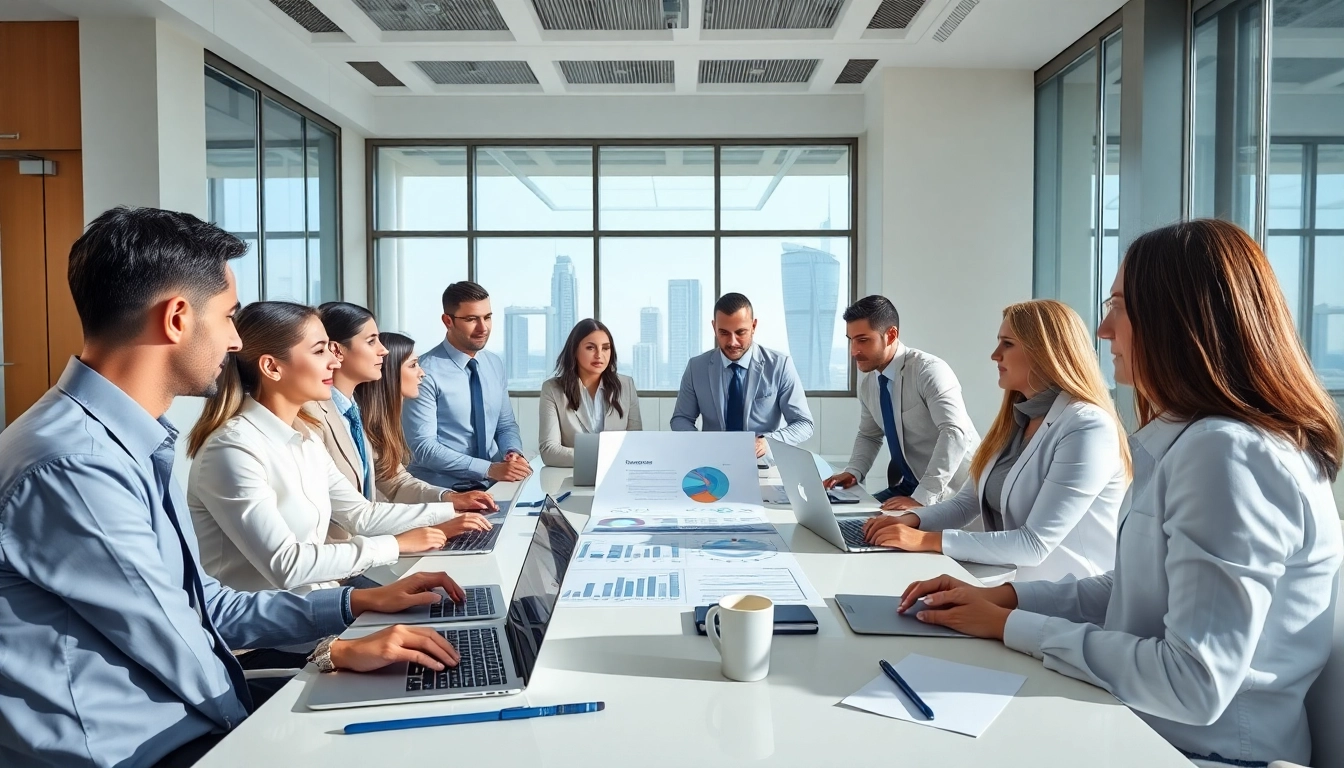 Engage with top Business Consultants in Dubai, strategizing in a modern office environment.