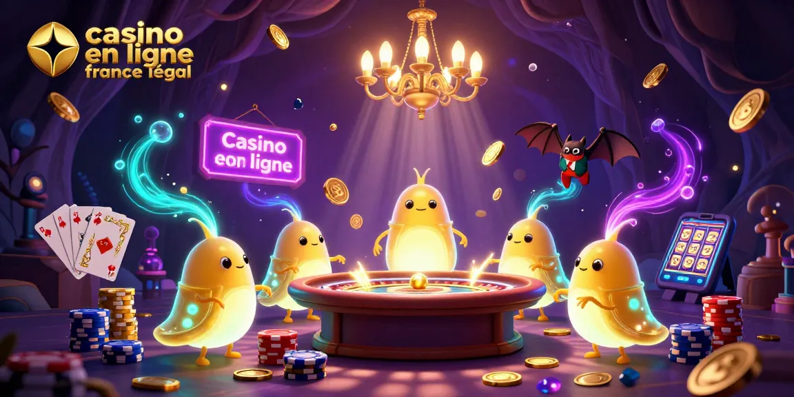 Une scène illuminée de casino en ligne France légal avec des vers luisants et des éléments de jeu dynamiques