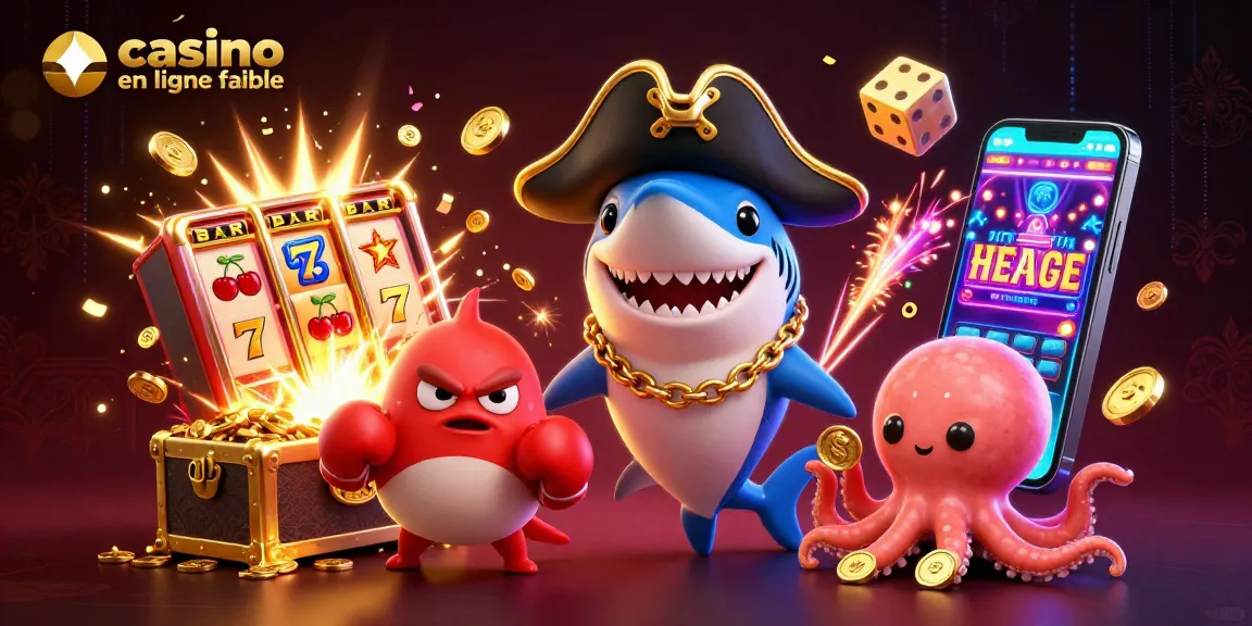 Jouer sur un casino en ligne fiable avec un requin pirate et des cagnottes dorées dans une scène dynamique.