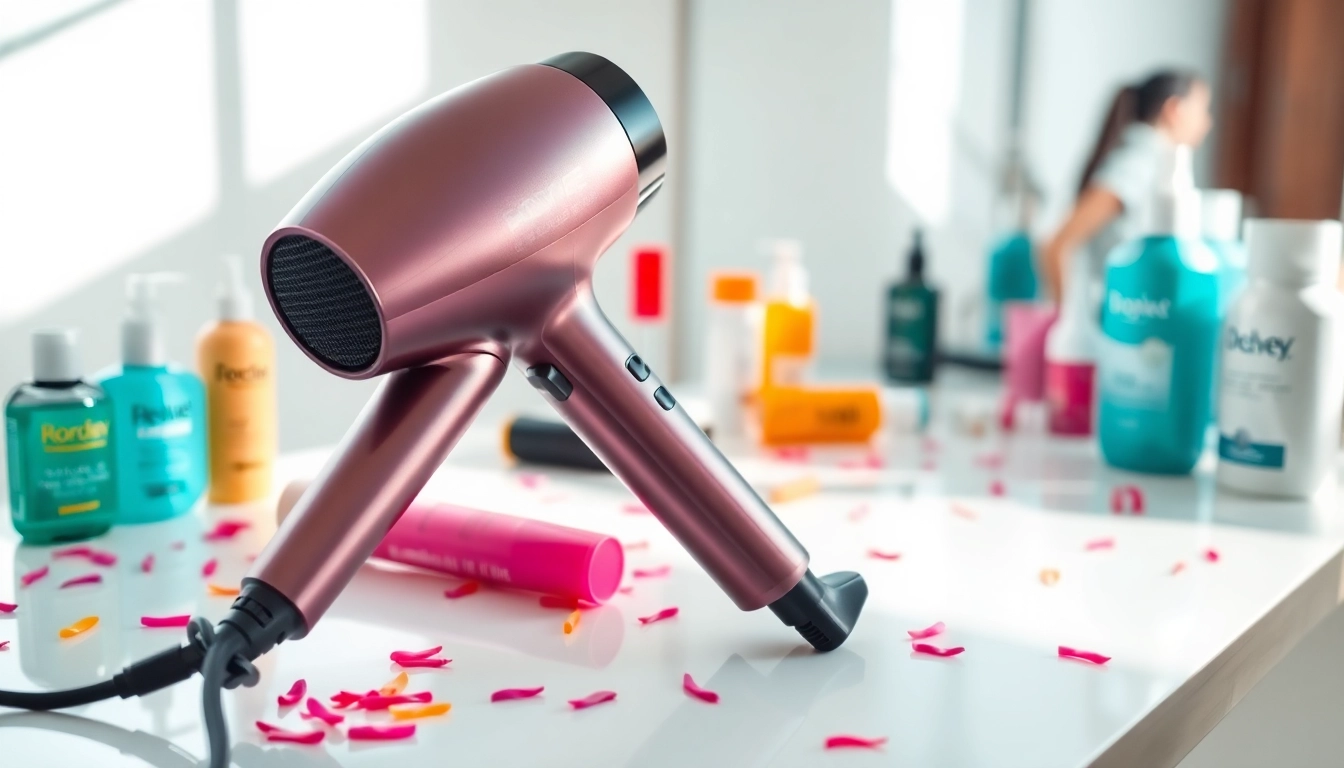 Style your hair effortlessly using the Ionic hair dryer featuring a sleek design and efficient drying technology.