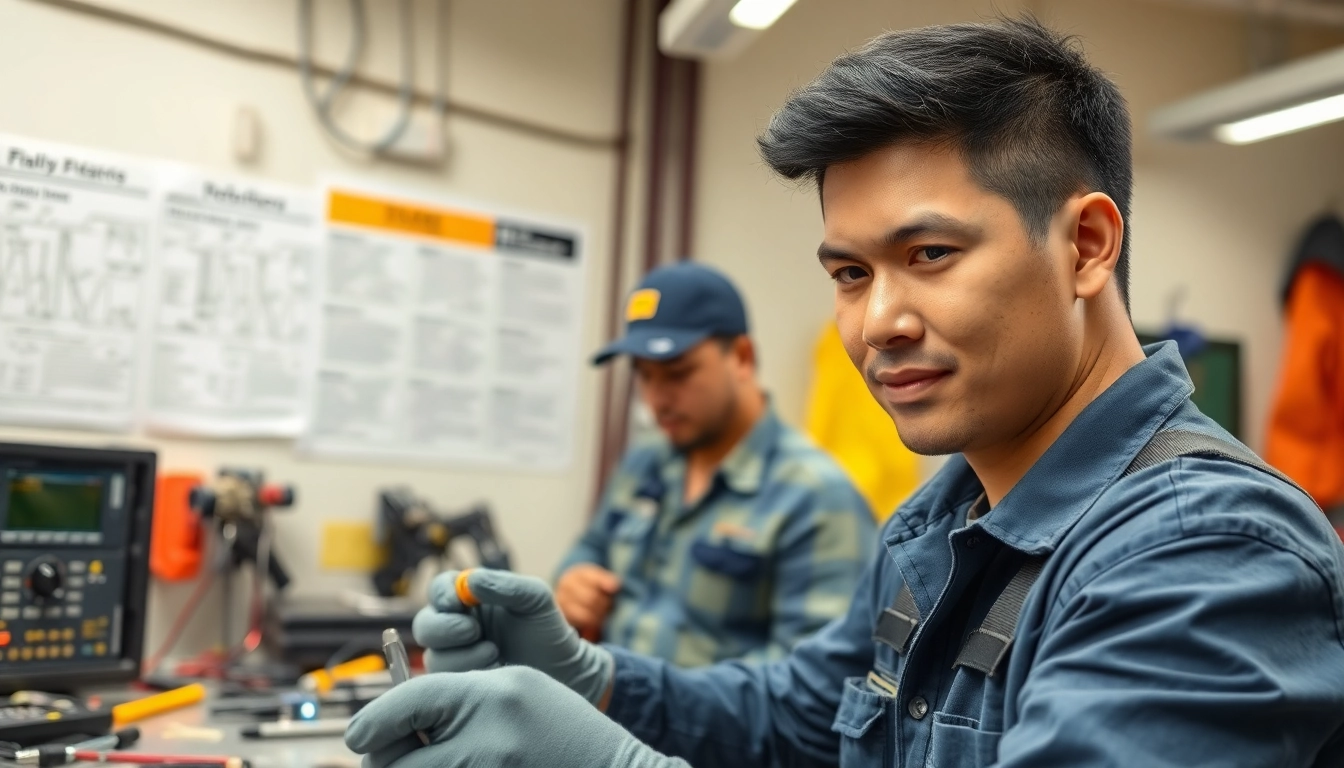 Learn about electrician apprenticeship hawaii with a focused apprentice working in a training environment.