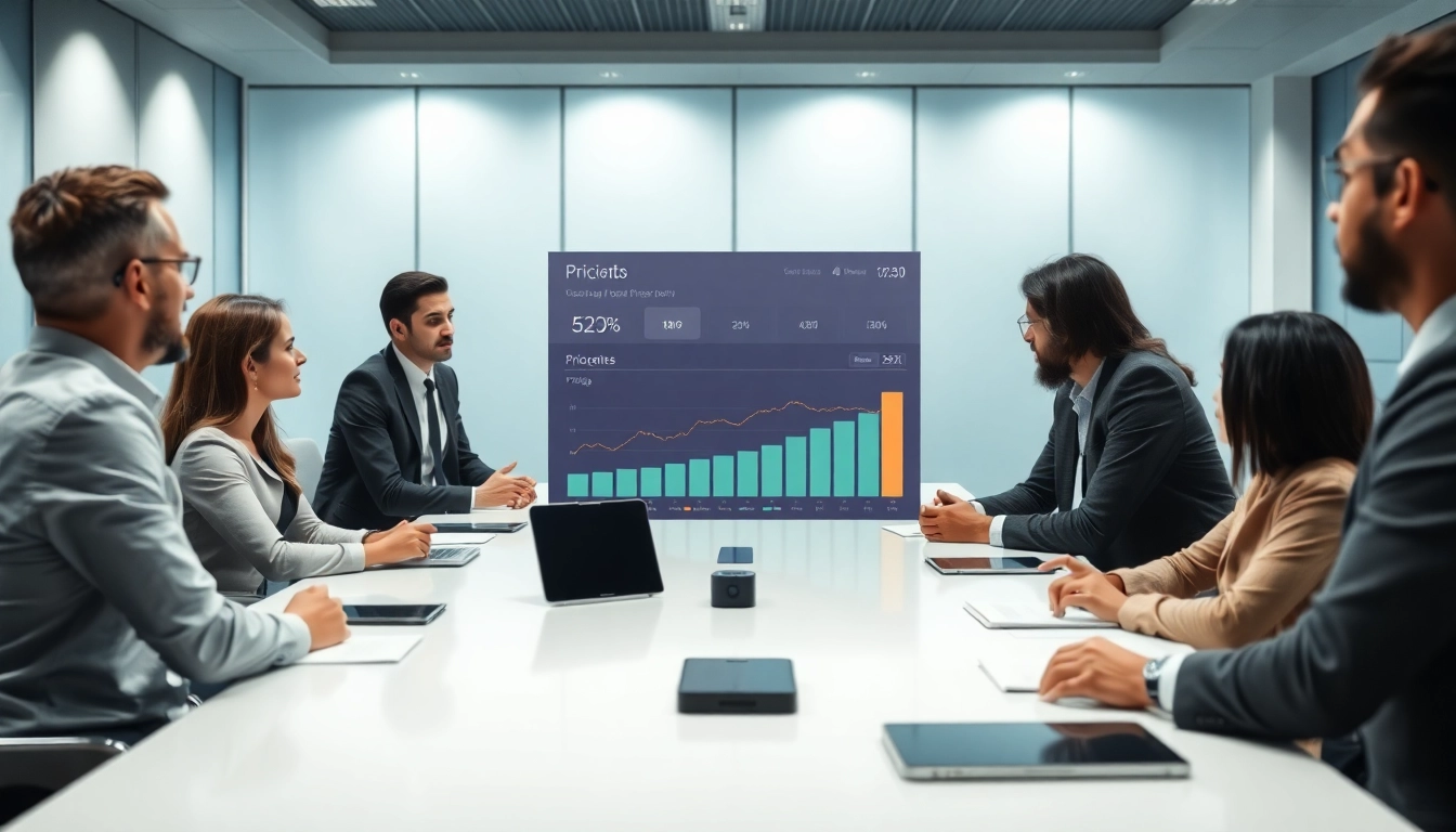 Analyze competitor pricing in a professional business setting with charts and discussions.