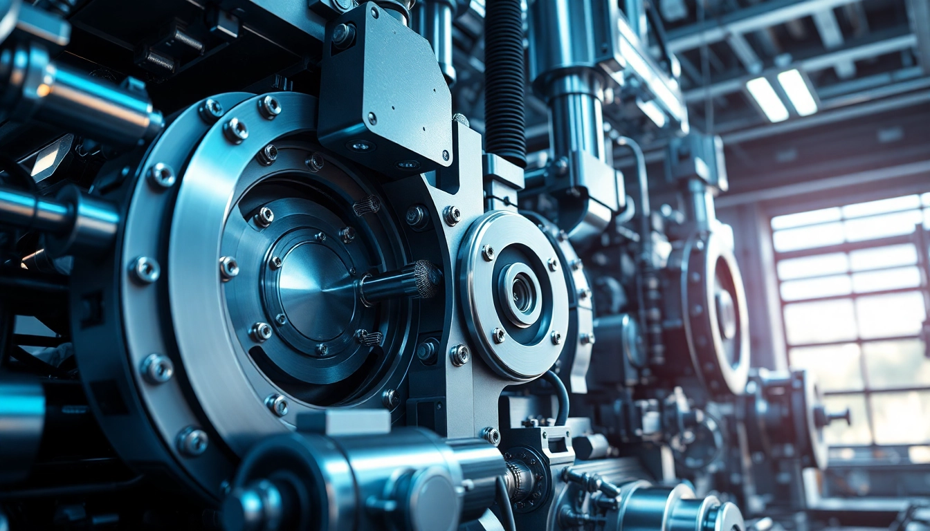 Technische Animation zeigt komplexe mechanische Systeme in einem modernen Umfeld.