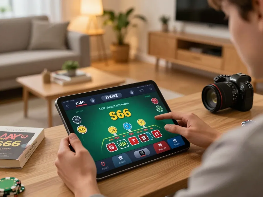 Player enjoying live dealer blackjack on s666 app in a cozy home environment