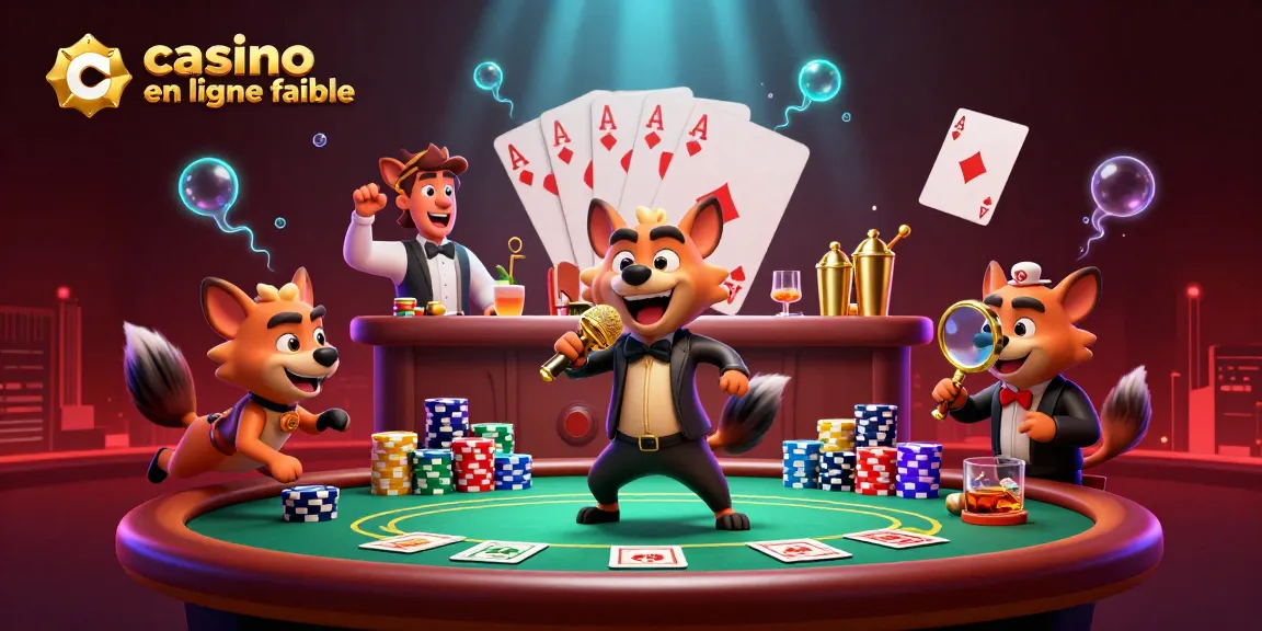 Illustration dynamique d'un casino en ligne fiable avec des hyènes animées, illustrant des stratégies de jeu dynamiques.