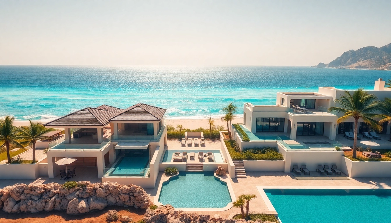 Captivating view of Cabo San Lucas real estate featuring luxurious villas by the ocean.