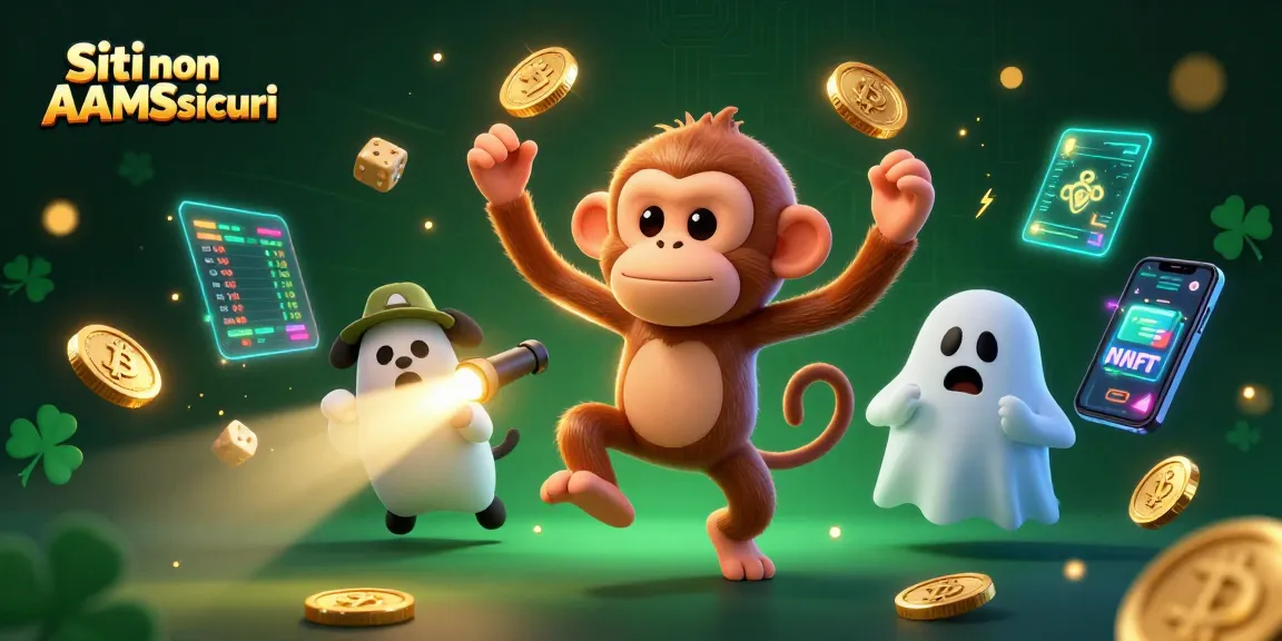 Giocare con i Siti non AAMS sicuri, unisci fortuna e strategia in un'illustrazione di casinò intrigante.