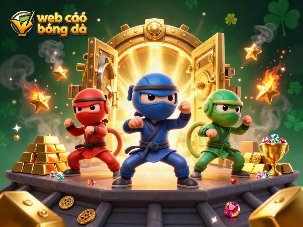 Cá cược bóng đá trực tuyến trên web cá độ bóng đá với đội chameleon ninja trong tư thế hành động.