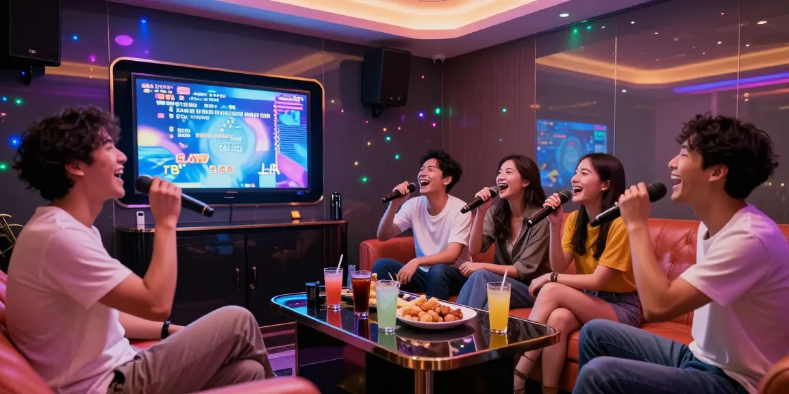 Engaging karaoke experience at www.3no.org with friends enjoying drinks and singing in a vibrant lounge.