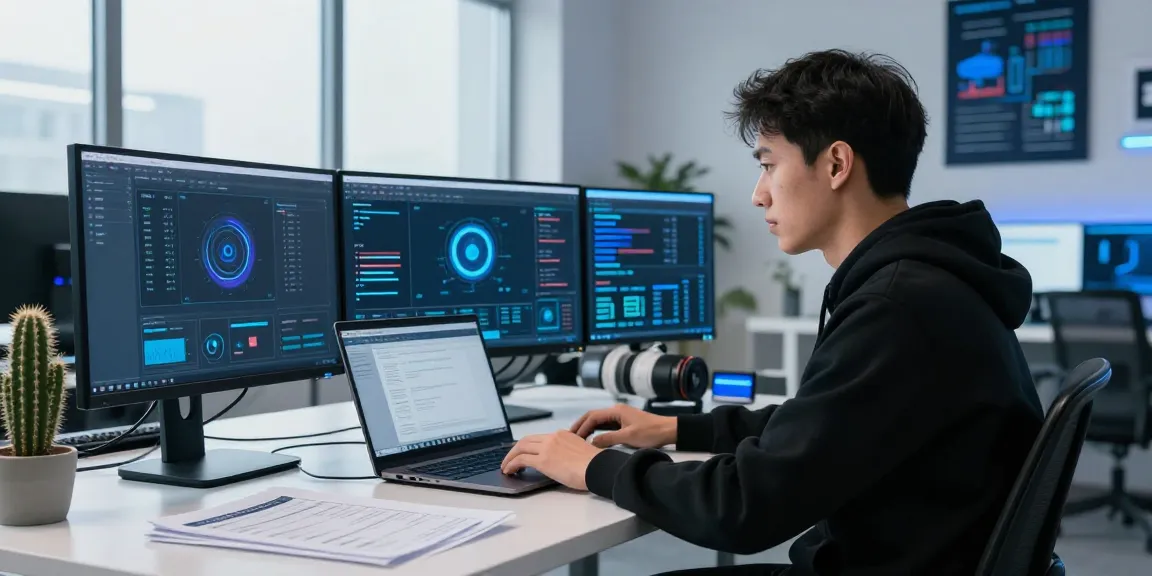 Security testing in a modern workspace showcasing tools from https://shs-dome5.com/ for browser verification.