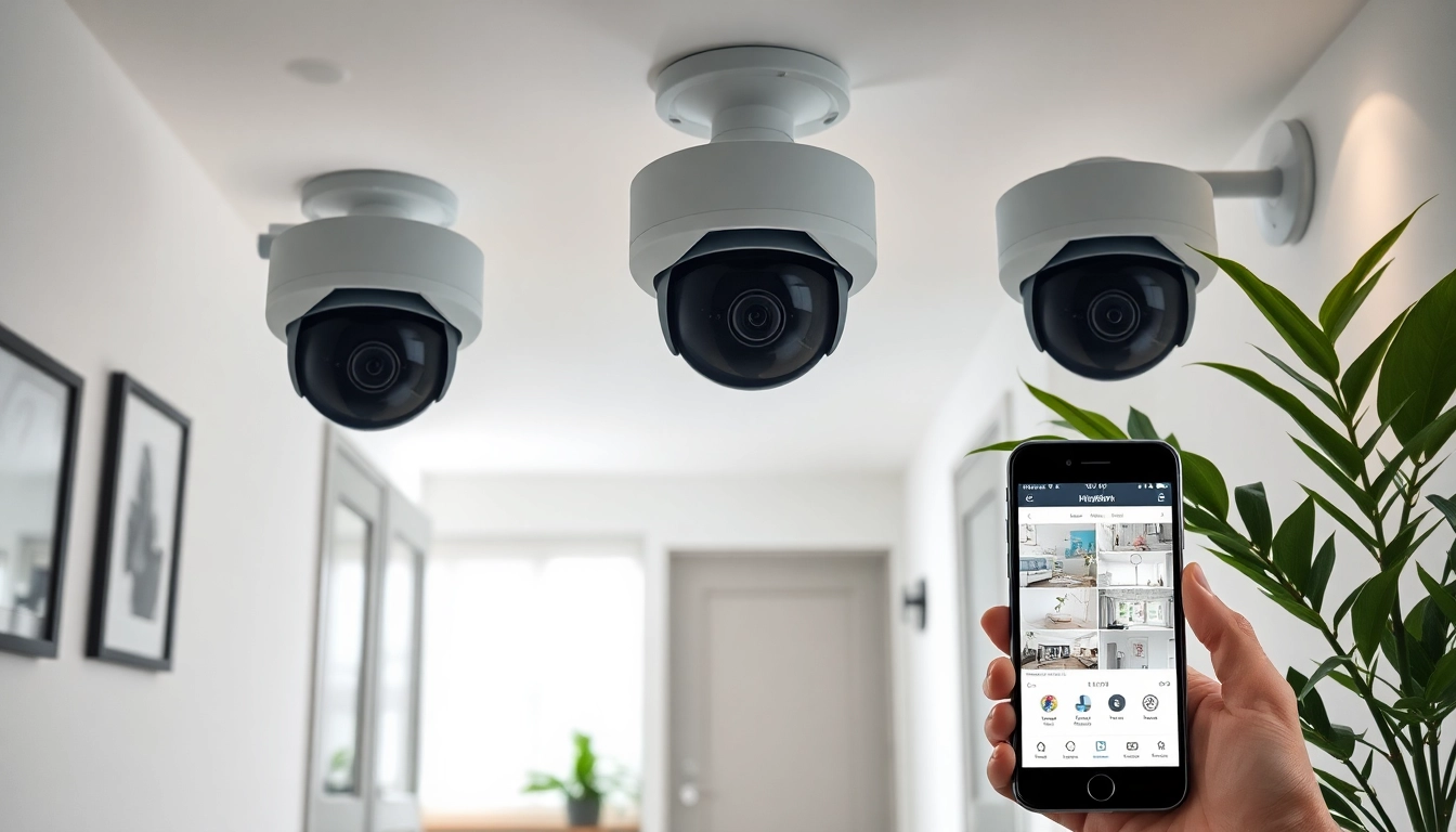 Cámaras Hikvision instaladas en un interior moderno de una casa, mostrando tecnología de vigilancia avanzada.