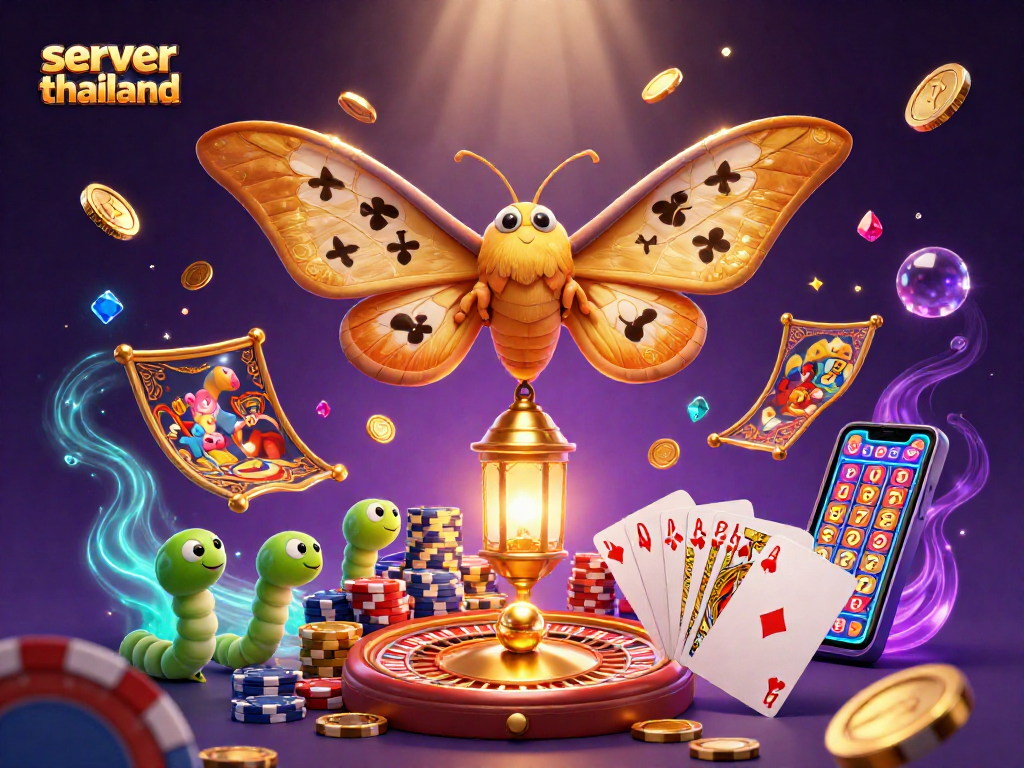 Experience thrilling gameplay with server thailand as golden coins cascade amidst a vibrant casino scene.