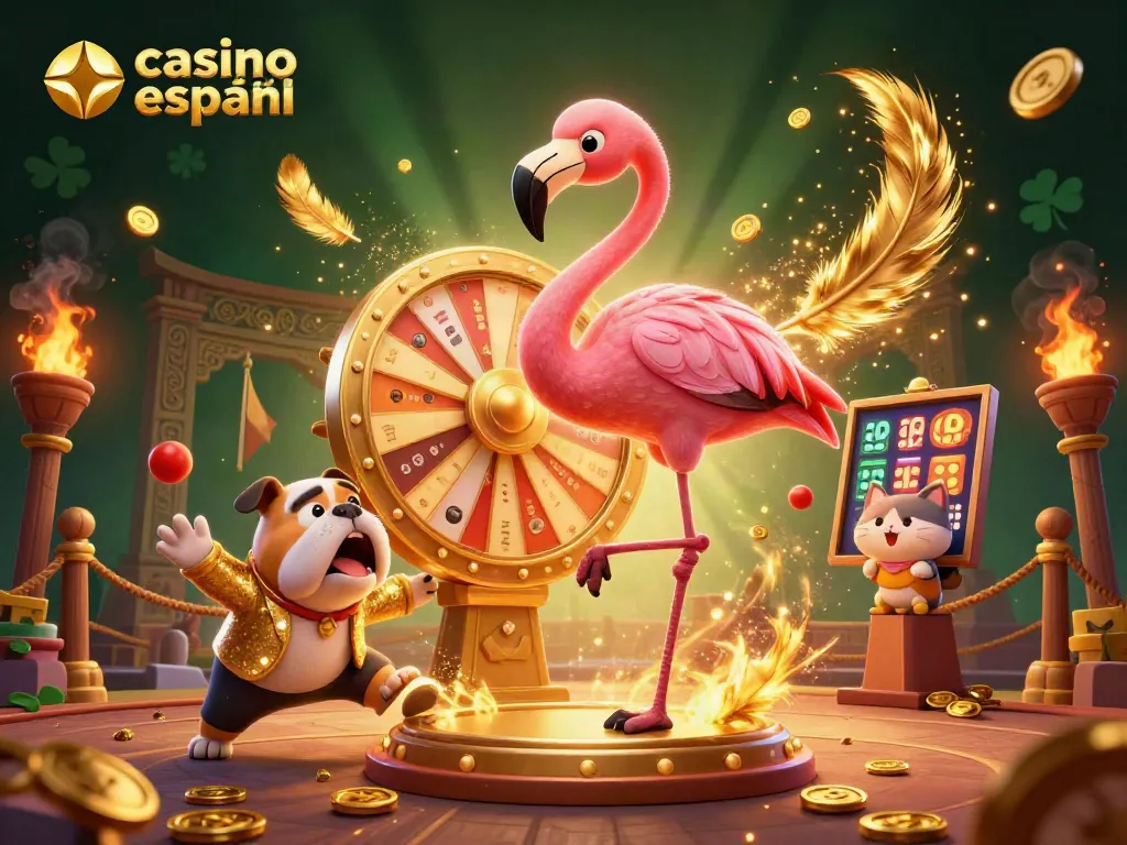 Gira la rueda de premios en un emocionante casino online español con un anfitrión animado.