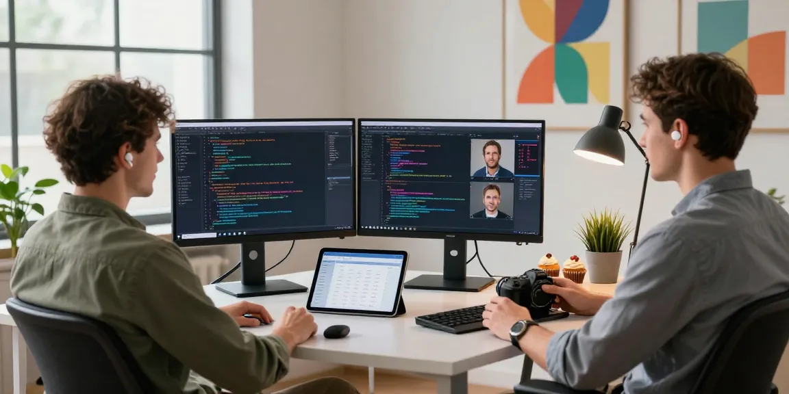 Engaging workspace with developer using crush ai for innovative coding.