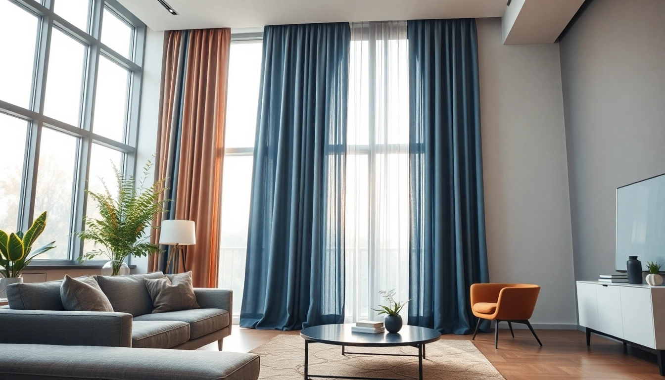 Verduisterende gordijnen in een moderne woonkamer creëren een stijlvolle en gezellige sfeer.