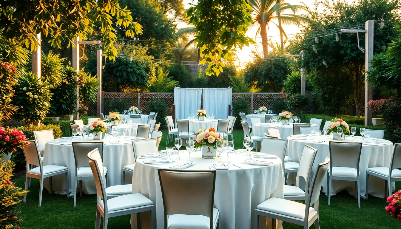 Elevate your event with premium Table & Chair Rentals showcased in an elegant outdoor setup.