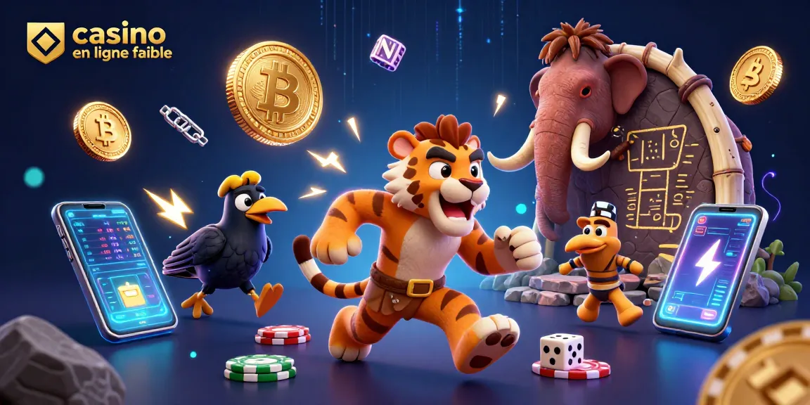 Explorez un casino en ligne fiable avec des personnages animés dans une scène préhistorique riche.