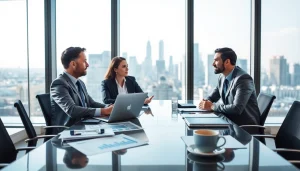 Engaging discussion about retirement planning for business owners San Antonio in a bright office.