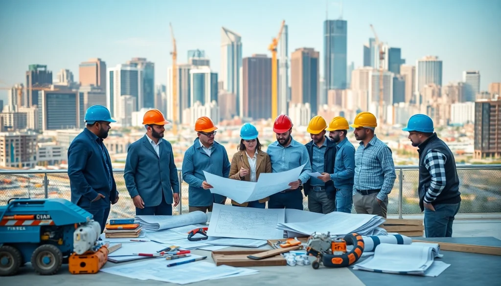 Southern California Contractors Association team collaborating on urban construction project plans.