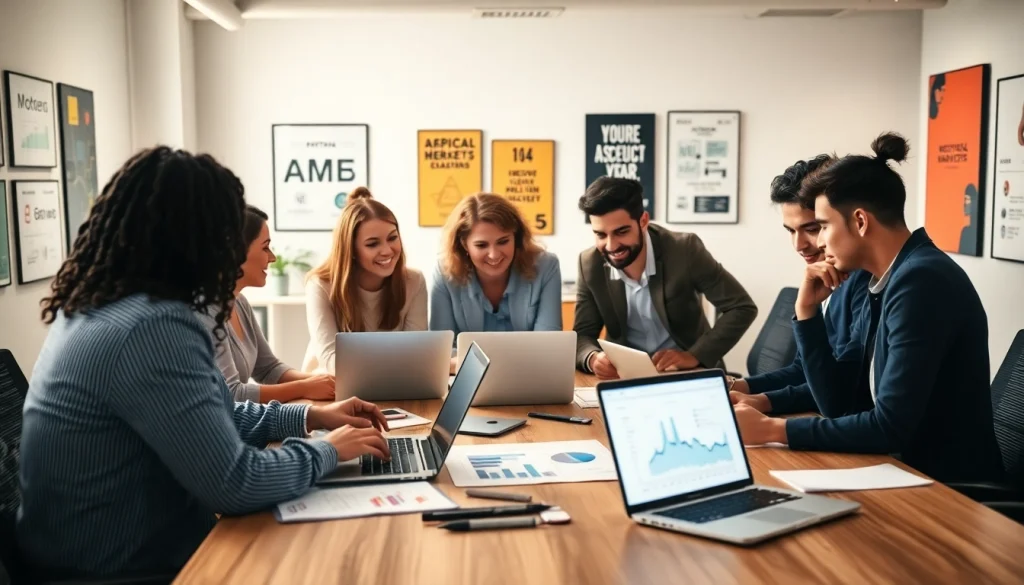 Engaging online marketing edmonton team collaboration in a modern workspace.