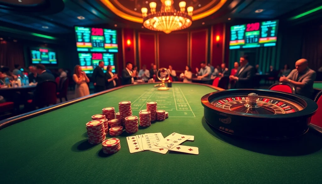 Engage in Bong da lu betting with a luxurious casino setup featuring poker chips and live scores.