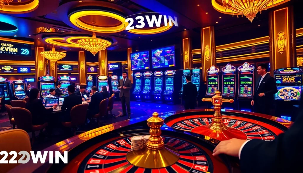 Experience excitement at the trang chủ 23win interface with vibrant casino tables and engaged players.