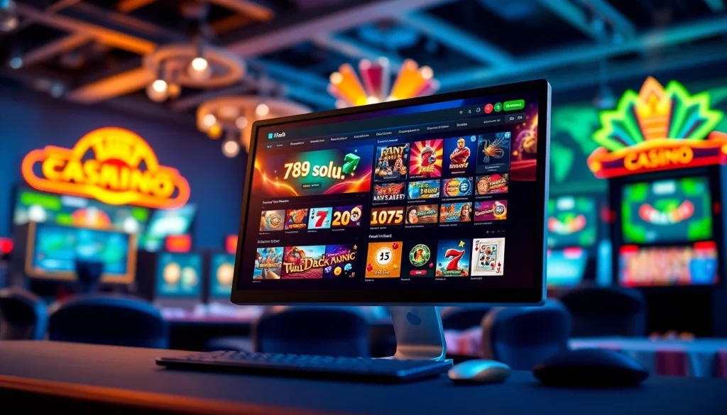 Exciting online casino interface showcasing games on 789f.com, reflecting luxury and engagement.